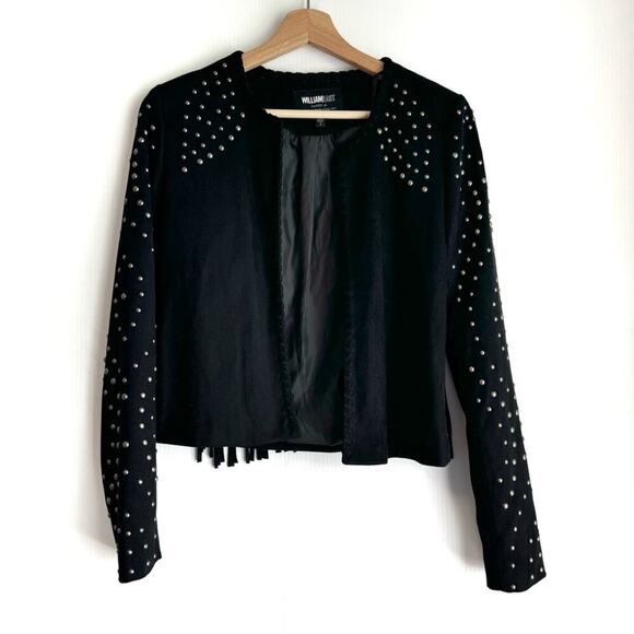 William Rast Women's Hazel Studded Jacket faux  Suede size small black fringe - Picture 6 of 10